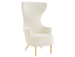 Chiara Cream Channel Tufted Wingback Chair