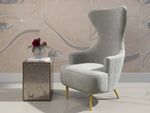 Chiara Gray Channel Tufted Wingback Chair